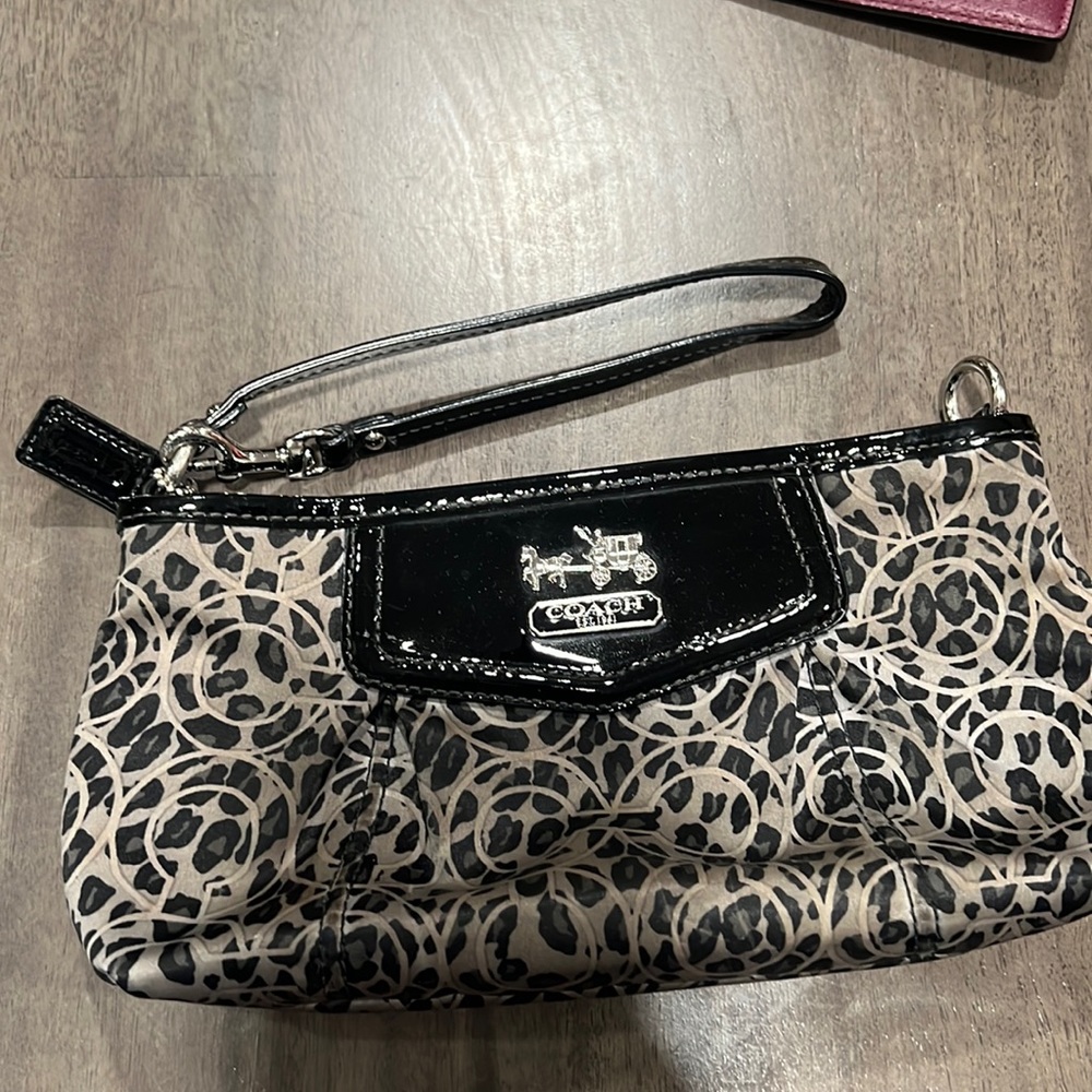Coach gray cheetah print with c’s wristlet
